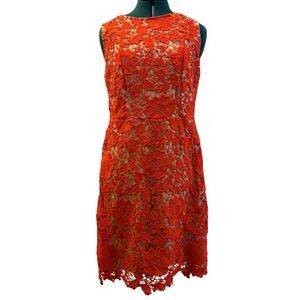 New York & Company Lace Dress - Orange Nude, Size 12